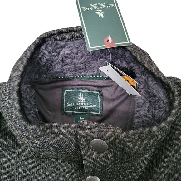 G.H Bass &Co Madawaska Fleece Forest Knight Chevron Green 1/4 Pullover Men Sz S - Picture 9 of 11